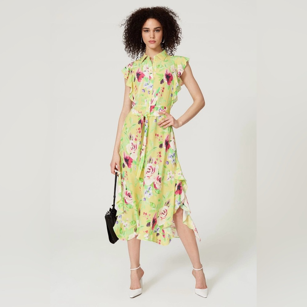 Marissa Webb Yellow Floral High-Low Dress